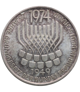 Niemcy 5 marek 1974 F - 25 lat Konstytucji RFN - srebro