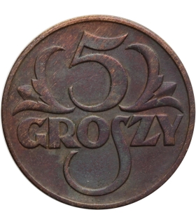 5 groszy 1938 rok, stan 2+
