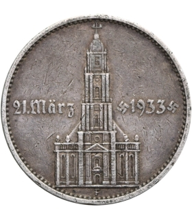 5 marek, Kościół Garnizonowy w Poczdamie / Wieża, srebro, 1933, F, st. 3-