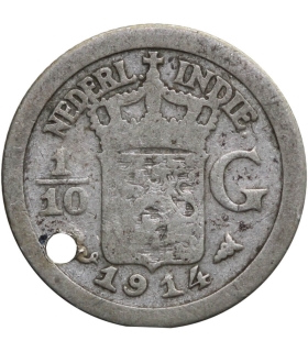 1/10 Guldena 1914 – Indie Holenderskie | Srebro, z dziurą