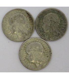 LOT 3 x 2 złote głowa kobiety 1932, 1933