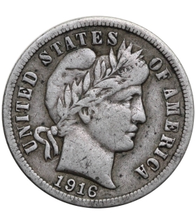 10 centów (One Dime) "Barber Dime" – USA, 1916, Philadelphia, srebro