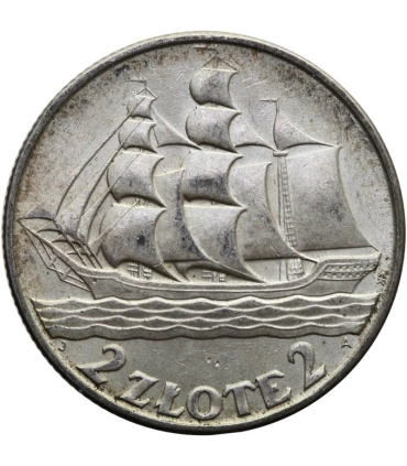 2 zł Żaglowiec 1936, stan 2+