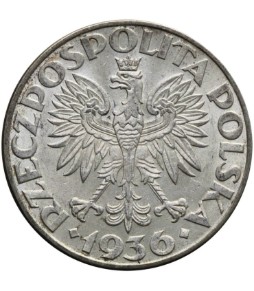 2 zł Żaglowiec 1936, stan 2+