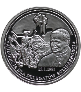 Polska, medal Jan Paweł II, Audiencja dla delegatów Solidarności, 2008 r., srebro