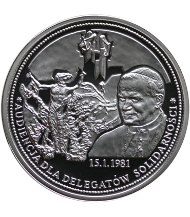 Polska, medal Jan Paweł II, Audiencja dla delegatów Solidarności, 2008 r., srebro