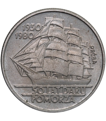 20 złotych, Dar Pomorza /PRÓBA/ Miedzionikiel/ Data na górze, nakład 20 szt.