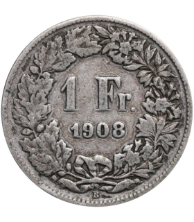 Szwajcaria, 1 frank, 1908, srebro