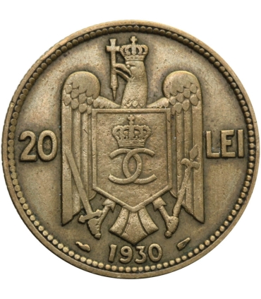 Rumunia 20 lejów, 1930 Portret Karola II