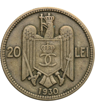 Rumunia 20 lejów, 1930 Portret Karola II