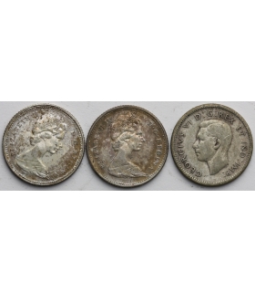 Lot Kanada 3x 10 centów 1946, 1968, srebro