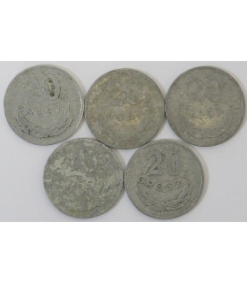 Lot 1962, 1963: 10 groszy 1962, 20 groszy 1962, 5 groszy 1963, 10 groszy 1963, stany 2-/3+