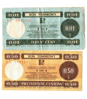 Lot: Zestaw 2 bonów towarowych PKO SA 1979 stan 3-
