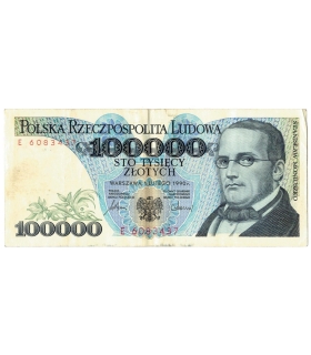 100000 zł Stanisław Moniuszko 1990, seria E, stan 3/3-