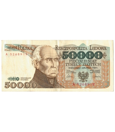 50000 zł Stanisław Staszic 1989, seria A stan 3