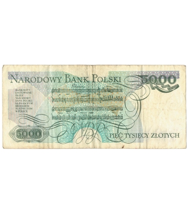5000 zł Fryderyk Chopin,1982, seria DG, stan 3-