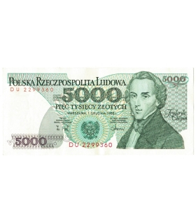 5000 zł Fryderyk Chopin,1982, seria DG, stan 3-
