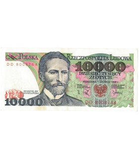 10000 zł Stanisław Wyspiański 1988, seria DD, stan 3-