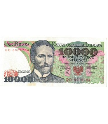 10000 zł Stanisław Wyspiański 1988, seria DD, stan 3-