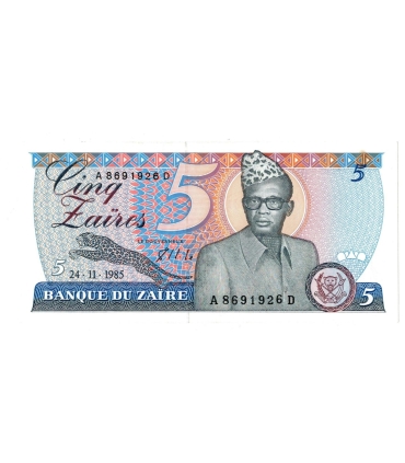 Zair 5 zaires 1985 Mobutu Sese Seko