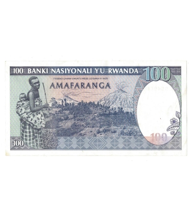 Rwanda 100 francs 1989 zebry