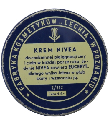 Puszka / pudełko po kremie Nivea, Lechia Poznań, PRL, lata 50.–60.