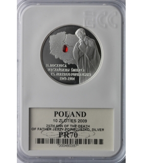 10 zł, 25 rocznica śmierci księdza Popiełuszki (Popiełuszko), GCN PR70