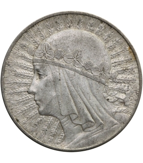 10 złotych Głowa kobiety 1932, stan 2-, ładny detal
