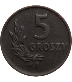 5 groszy 1949, brąz, mennicza stan 1/1-, piękna