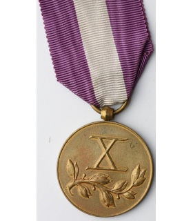 Brązowy Medal za Długoletnią Służbę X lat, II RP, wstążka