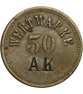 Żeton Wertmarke 50 A.K. niemiecki żeton wartościowy