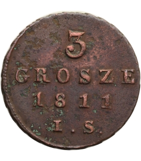 3 grosze 1811 I.S., Księstwo Warszawskie, miedź, st. 3