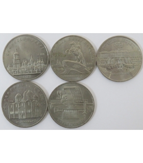 ZSRR, zestaw 5 rubli okolicznościowych 1988–1990