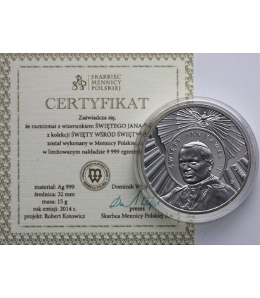 Medal Święty Jan Paweł II, Święty wśród Świętych, 2014, Ag 999