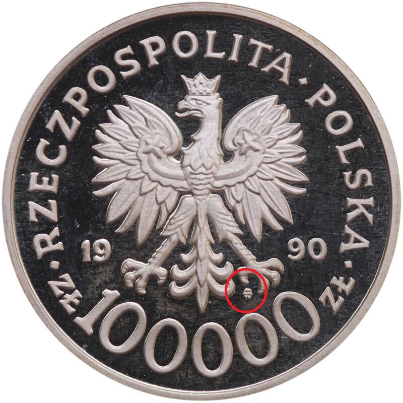 100000 zł Solidarność 1980-1990, mała, gruba, awers