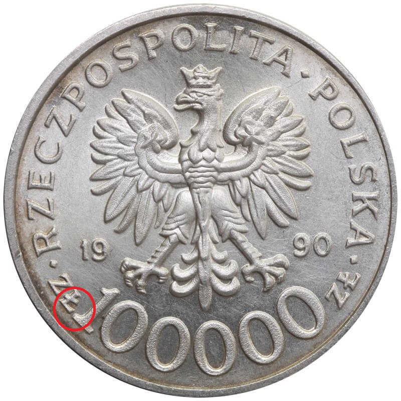 100000 Solidarność 1980-1990, typ C, awers